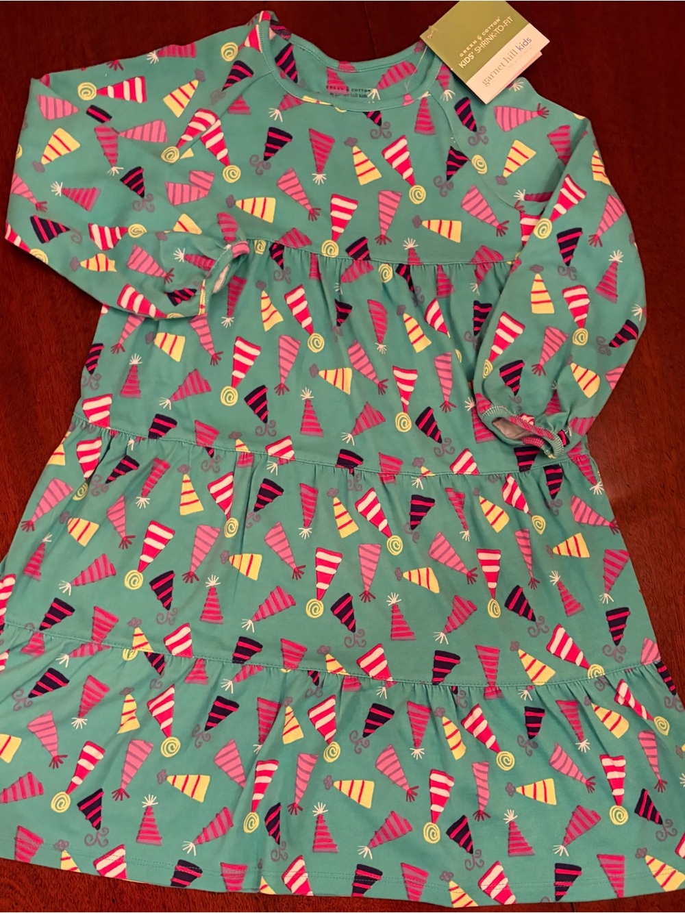 8 Garnet Hill w/ Party Hat Print Tiered Dress